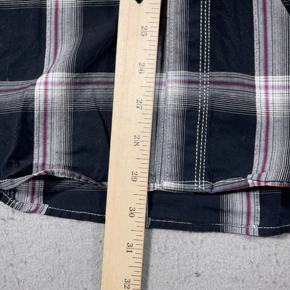 7 Diamonds Shirt Men Large Blue Plaid Short Sleeve Snap Button Western Casual - Picture 6 of 8